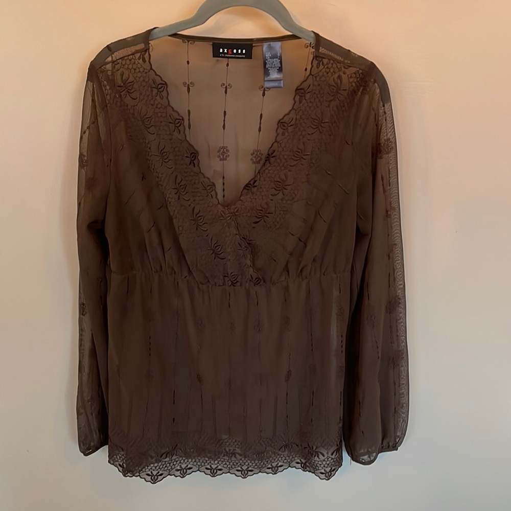 Axcess Sheer brown top